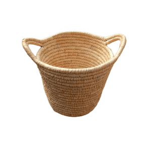 Handcrafted Decorated Basket Made from Date Leaf Fiber