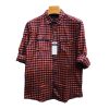 Unisex Red Black Checked Flannel Button Up Shirt