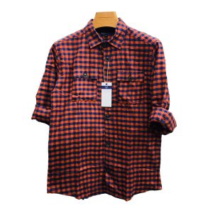 Unisex Red Black Checked Flannel Button Up Shirt