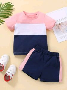 Infant Baby Boy Solid Color Summer T-Shirt & Shorts Set