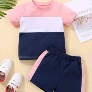 Infant Baby Boy Solid Color Summer T-Shirt & Shorts Set