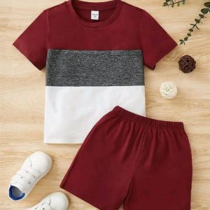 Infant Baby Boy Contrast Color T-Shirt & Shorts Set (2PCS)