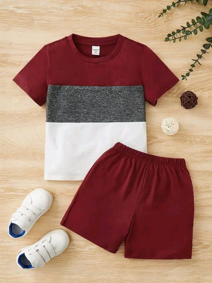 Infant Baby Boy Contrast Color T-Shirt & Shorts Set (2PCS)