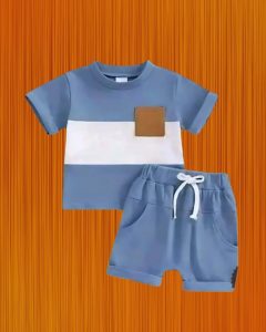 Infant Baby Boy Pocket T-Shirt & Drawstring Shorts Outfit Set