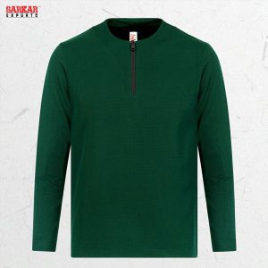 Premium Zip Swipe Shirt – Olive Green (Waffle Fabric)