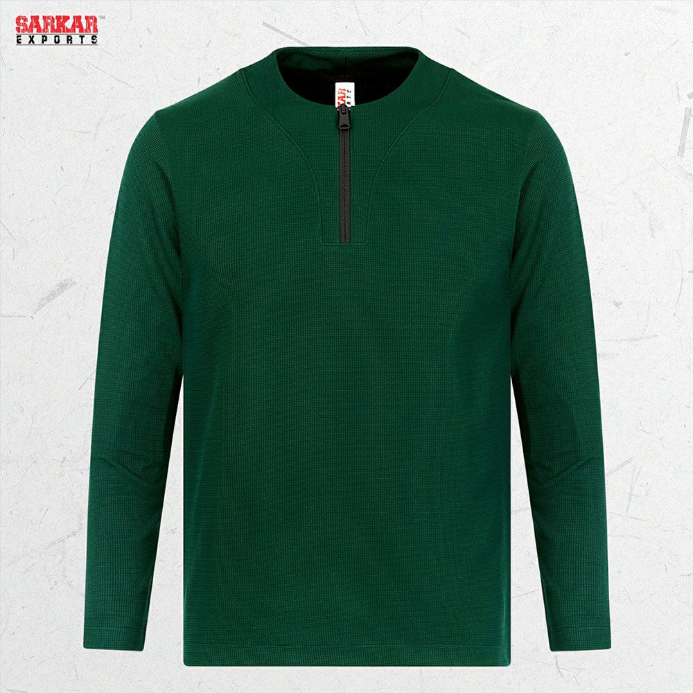 Premium Zip Swipe Shirt – Olive Green (Waffle Fabric)