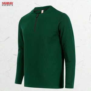 Premium Zip Swipe Shirt – Olive Green (Waffle Fabric)