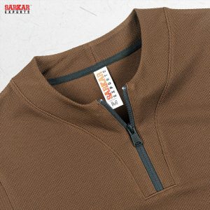 Premium Zip Swipe Shirt – Coffee Color (Waffle Fabric)