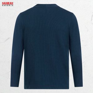 Premium Zip Swipe Shirt – Navy Blue (Waffle Fabric)