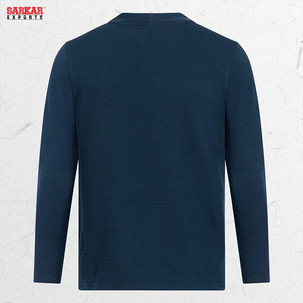 Premium Zip Swipe Shirt – Navy Blue (Waffle Fabric)