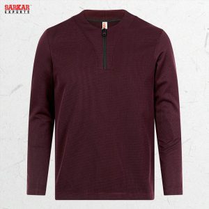 Premium Zip Swipe Shirt – Maroon (Waffle Fabric)