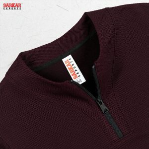 Premium Zip Swipe Shirt – Maroon (Waffle Fabric)