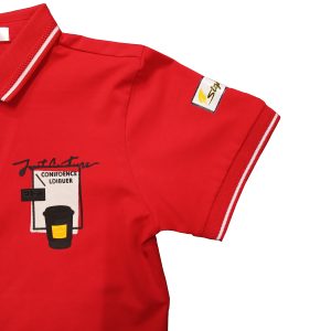 Awesome Red Polo Shirt (Youth & Adults) — Printed, Patch & High-Density Finish Close View