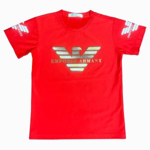 Red Kids & Youth T-Shirt | Multicolor Flock & High-Density Print