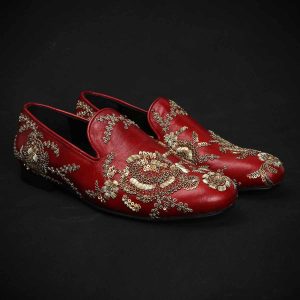 Hand-Embroidered Zardozi Leather Footwear
