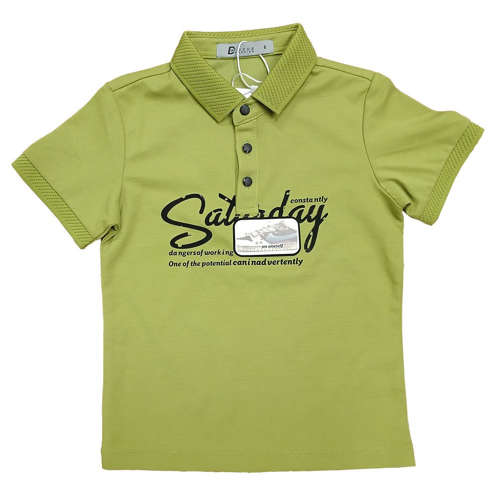 Green Polo Shirt with Print & Patches – Cotton Lycra Blend | OEM/ODM Bulk Manufacturing