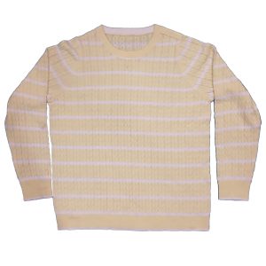 Wool Striped Crew Neck Knit Sweater Front