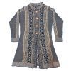 Women's Long Jacquard Knitted Cardigan Sweater Front