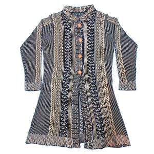 Women's Long Jacquard Knitted Cardigan Sweater Front