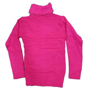 Pink High Neck Woolen Sweater Full Sleeve Back