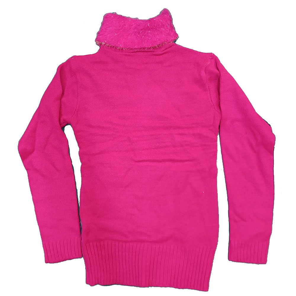Pink High Neck Woolen Sweater Full Sleeve Back