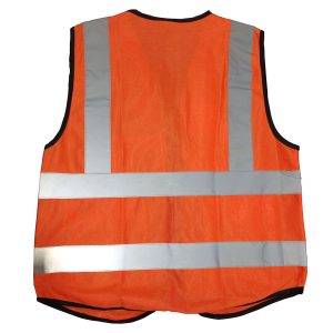 Premium High Visibility Reflective Safety Vest for Industrial & Construction Work Back View